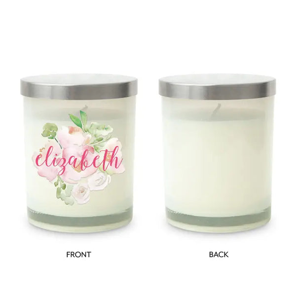 Personalized Glass Jar Gift Candle with Lid - Floral Garden Party