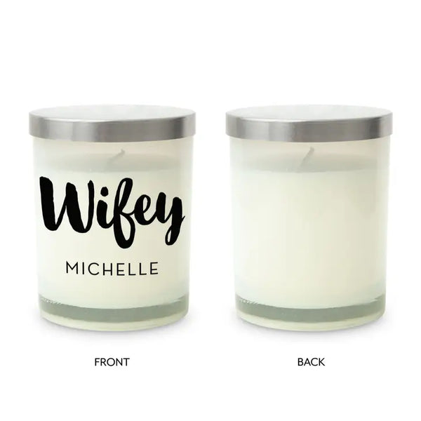 Personalized Glass Jar Gift Candle with Lid - Wifey