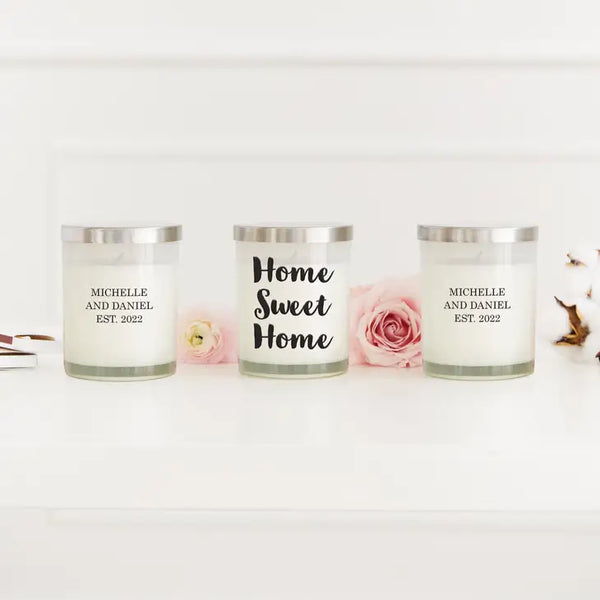 Personalized Glass Jar Gift Candle with Lid - Home Sweet Home