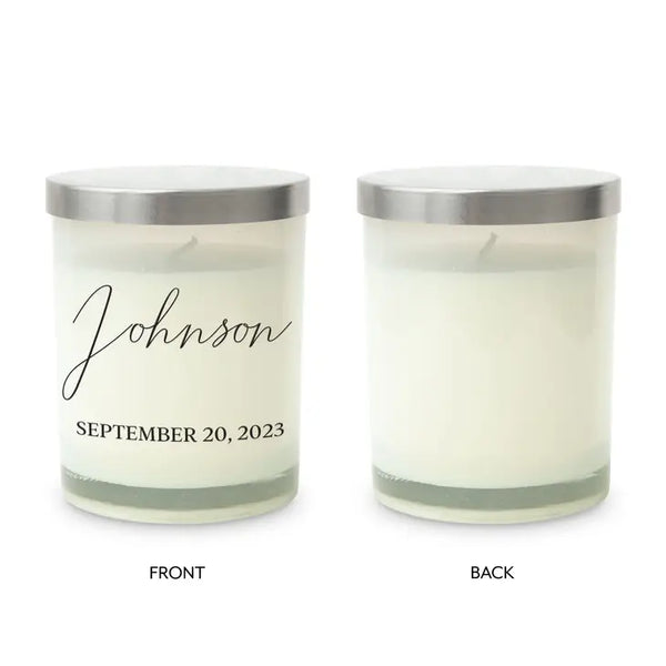 Personalized Glass Jar Gift Candle with Lid - Simple Script