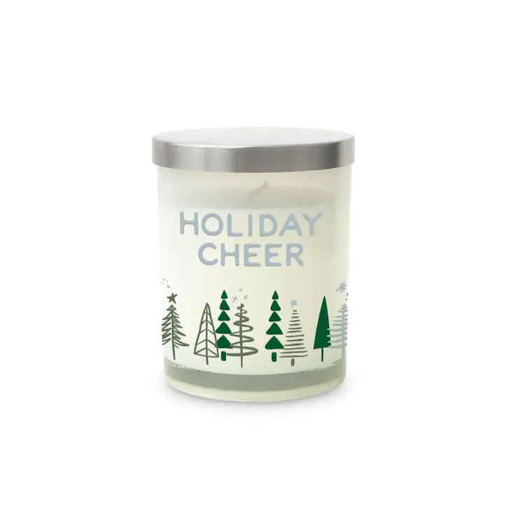 Personalized Glass Jar Gift Candle with Lid - Christmas Pine Trees