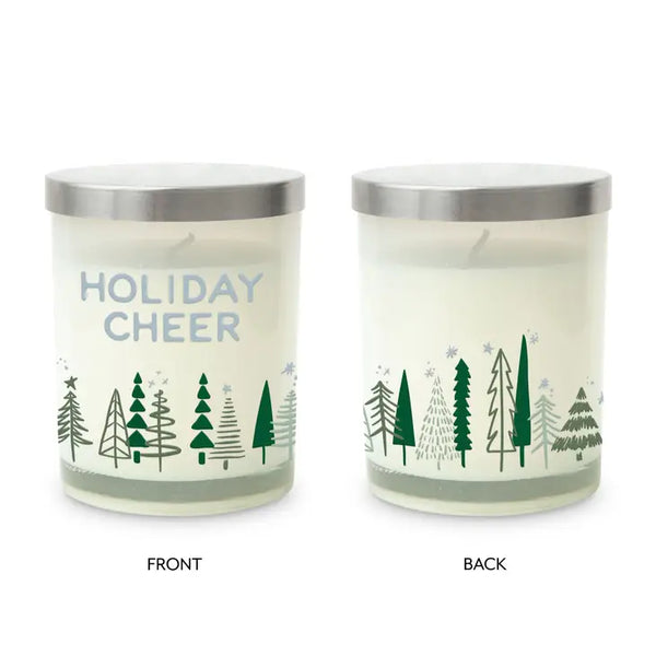 Personalized Glass Jar Gift Candle with Lid - Christmas Pine Trees