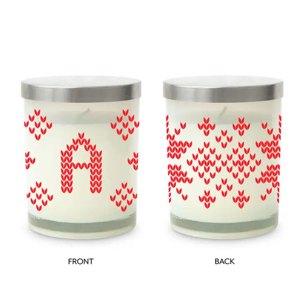 Personalized Glass Jar Gift Candle with Lid - Knit Sweater Initial