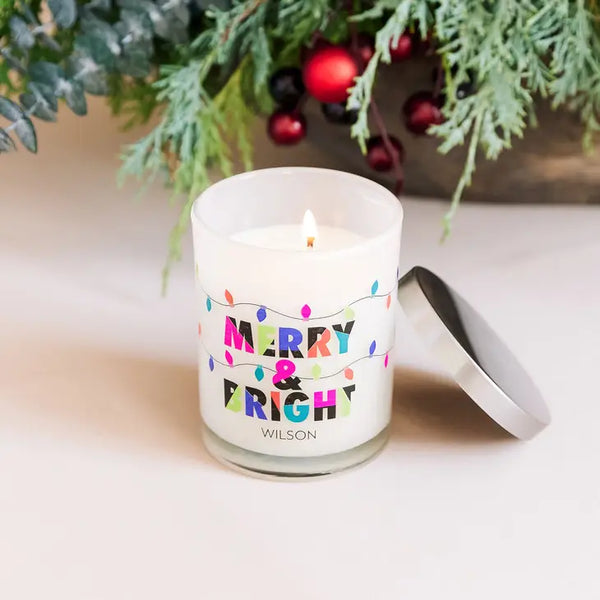 Personalized Glass Jar Gift Candle with Lid - Merry & Bright