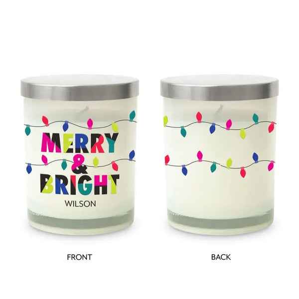 Personalized Glass Jar Gift Candle with Lid - Merry & Bright