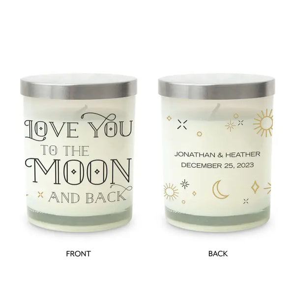 Personalized Glass Jar Gift Candle with Lid - To the Moon and Back