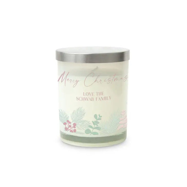 Personalized Glass Jar Gift Candle with Lid - Pine Foliage