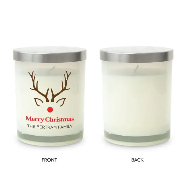 Personalized Glass Jar Gift Candle with Lid - Rudolph