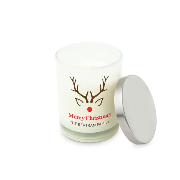 Personalized Glass Jar Gift Candle with Lid - Rudolph