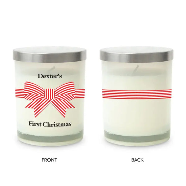 Personalized Glass Jar Gift Candle with Lid - Festive Bow