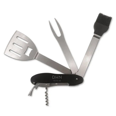 Personalized BBQ Multi-Tool Grill Utensils Set - Modern Monogram