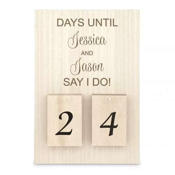 Personalized Wooden Countdown Calendar Sign - Days Until I Do