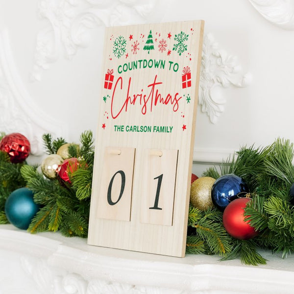 Personalized Wooden Countdown Calendar Sign - Countdown to Christmas