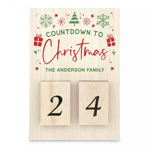 Personalized Wooden Countdown Calendar Sign - Countdown to Christmas