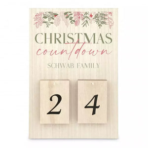 Personalized Wooden Countdown Calendar Sign - Pine Foliage