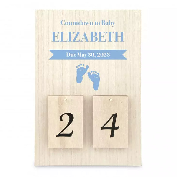 Personalized Wooden Countdown Calendar Sign - Countdown to Baby