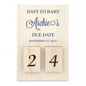 Personalized Wooden Countdown Calendar Sign - Days to Baby