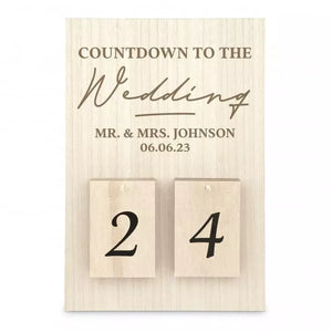 Personalized Wooden Countdown Calendar Sign - Countdown to Wedding