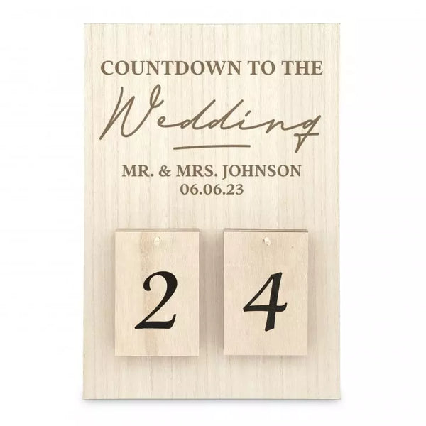 Personalized Wooden Countdown Calendar Sign - Countdown to Wedding