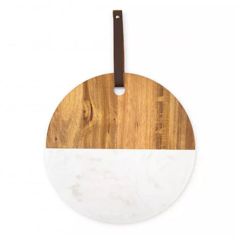 Round Marble & Wood Serving Board