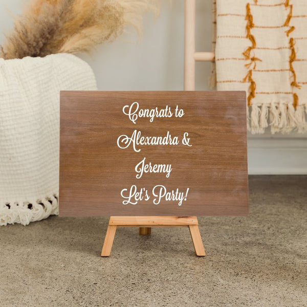 Personalized Wooden 12” x 18” Wedding Sign - Custom Script Text