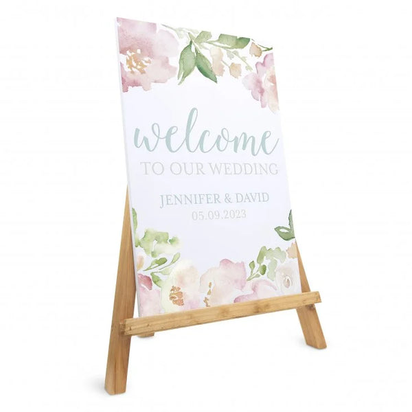 Personalized Wooden 12” x 18” Wedding Sign - Welcome Floral