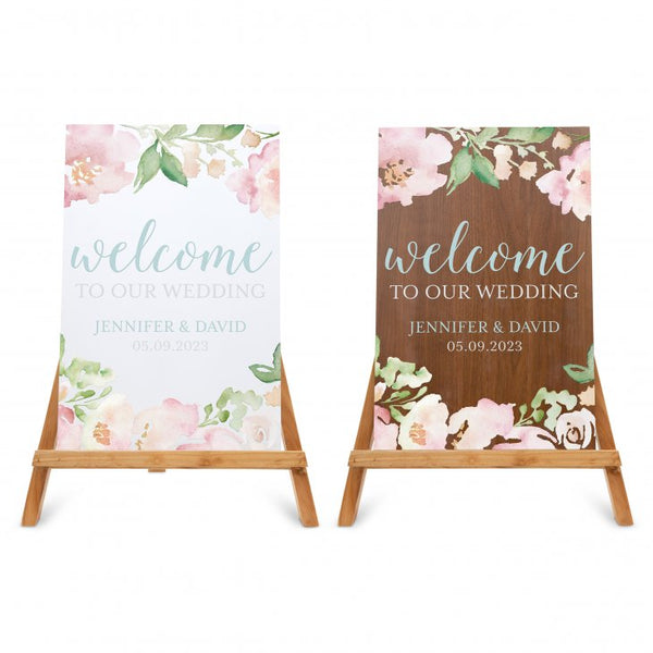 Personalized Wooden 12” x 18” Wedding Sign - Welcome Floral