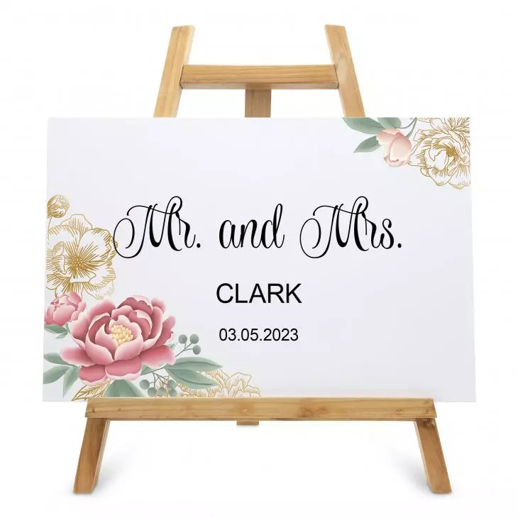 Personalized Wooden 12” x 18” Wedding Sign - Modern Floral