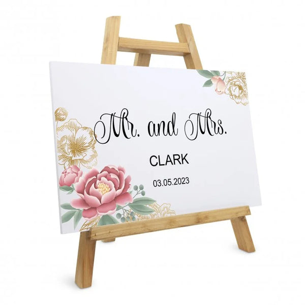 Personalized Wooden 12” x 18” Wedding Sign - Modern Floral