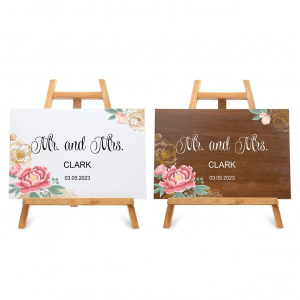 Personalized Wooden 12” x 18” Wedding Sign - Modern Floral