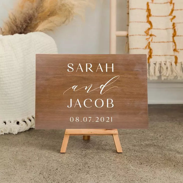 Personalized Wooden 12” x 18” Wedding Sign - Modern Couple