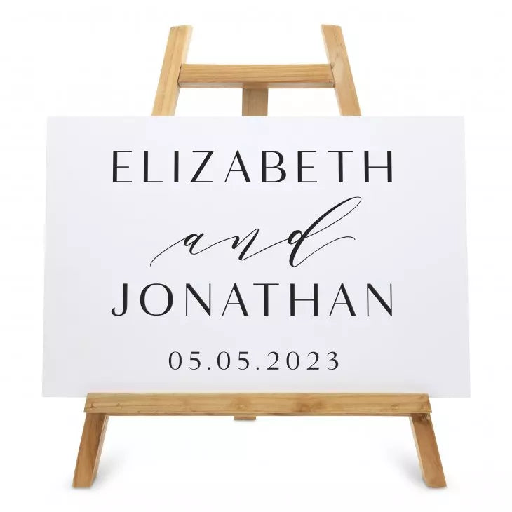 Personalized Wooden 12” x 18” Wedding Sign - Modern Couple