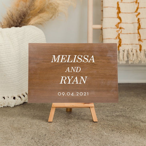 Personalized Wooden 12” x 18” Wedding Sign - Classic Couple