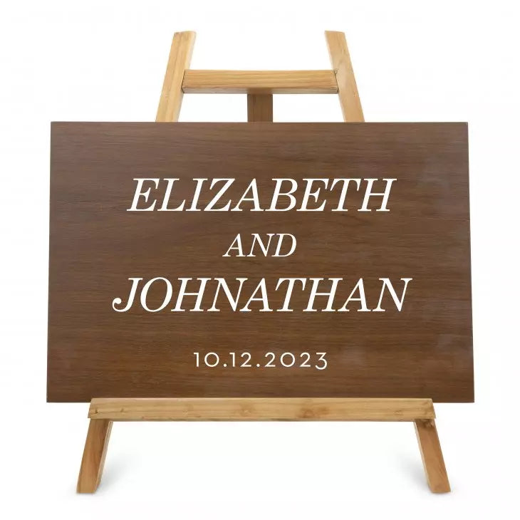 Personalized Wooden 12” x 18” Wedding Sign - Classic Couple