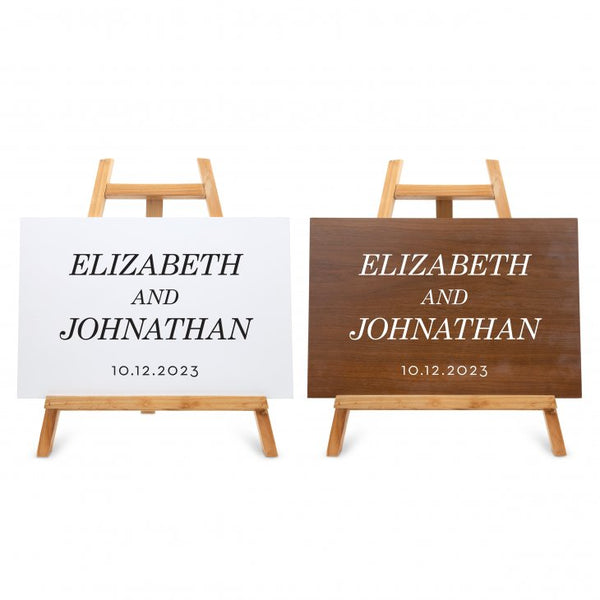 Personalized Wooden 12” x 18” Wedding Sign - Classic Couple