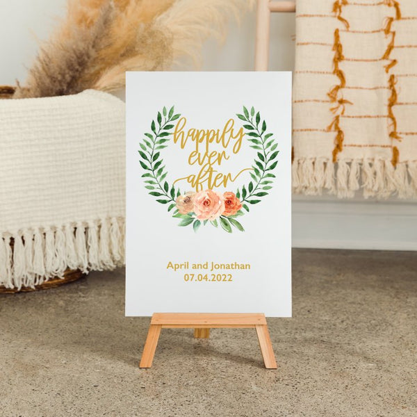 Personalized Wooden 12” x 18” Wedding Sign - Happily Ever After