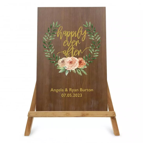 Personalized Wooden 12” x 18” Wedding Sign - Happily Ever After