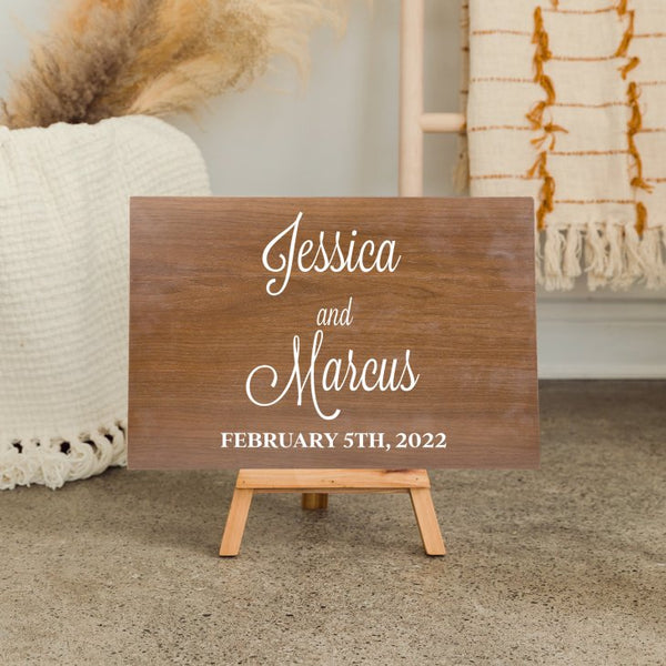 Personalized Wooden 12” x 18” Wedding Sign - Signature Couple