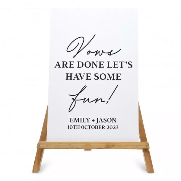 Personalized Wooden 12” x 18” Wedding Sign - Vows are Done