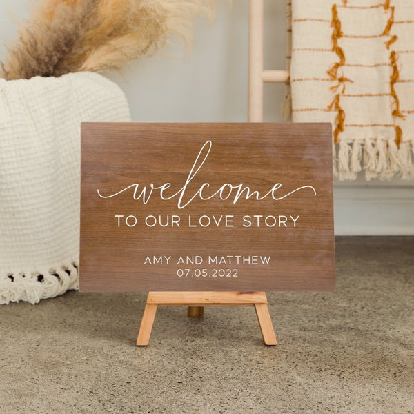 Personalized Wooden 12” x 18” Wedding Sign - Welcome Script