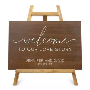 Personalized Wooden 12” x 18” Wedding Sign - Welcome Script