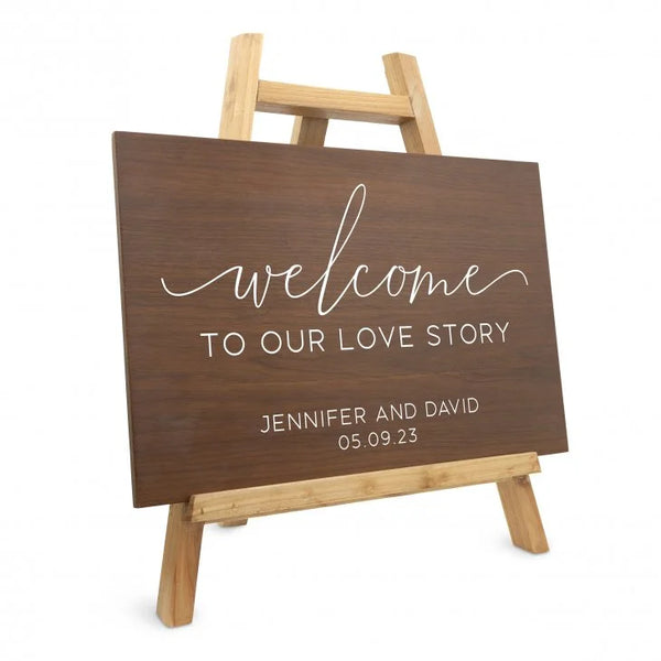 Personalized Wooden 12” x 18” Wedding Sign - Welcome Script