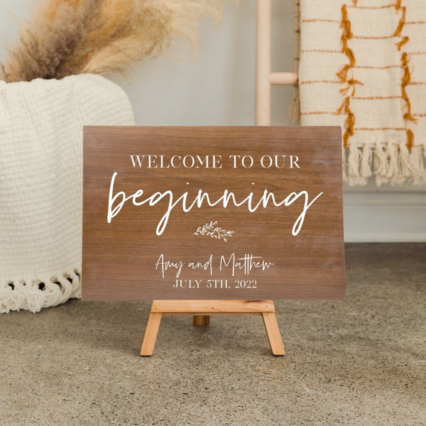 Personalized Wooden 12” x 18” Wedding Sign - Our Beginning