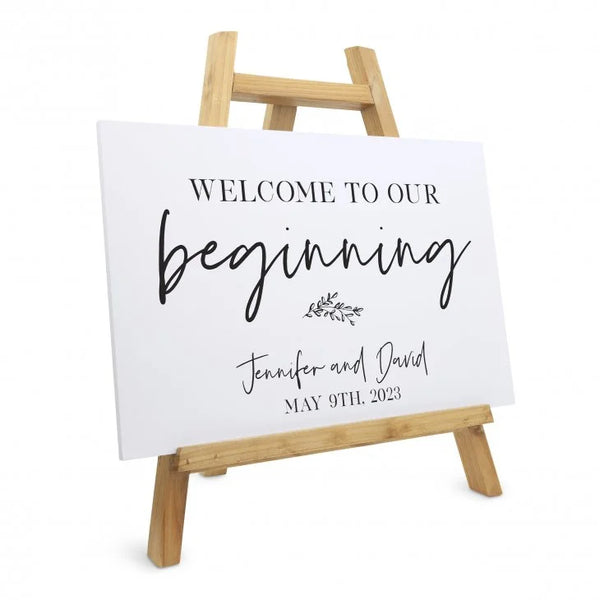 Personalized Wooden 12” x 18” Wedding Sign - Our Beginning