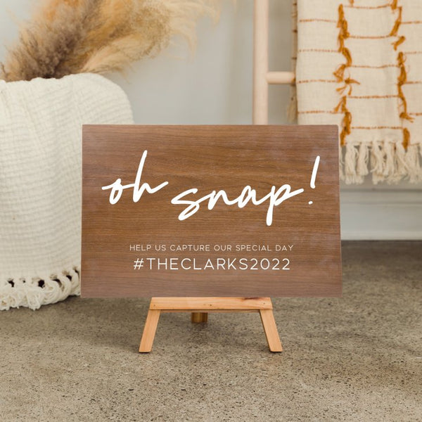 Personalized Wooden 12” x 18” Wedding Sign - Oh Snap