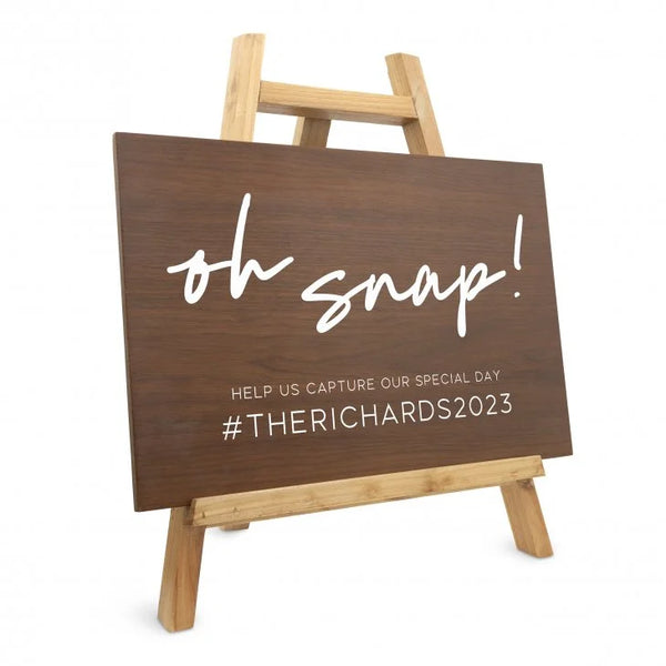 Personalized Wooden 12” x 18” Wedding Sign - Oh Snap