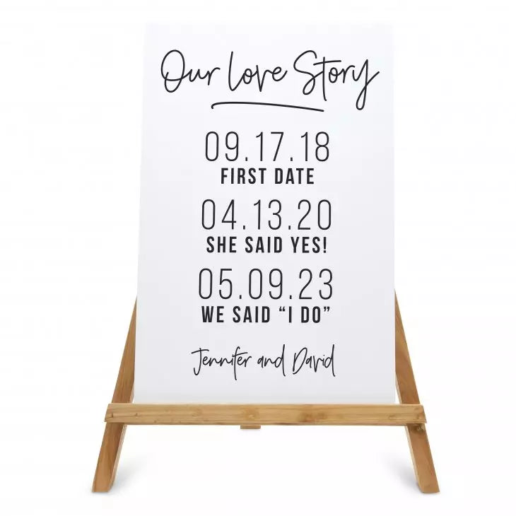 Personalized Wooden 12” x 18” Wedding Sign - Love Story Dates