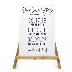 Personalized Wooden 12” x 18” Wedding Sign - Love Story Dates