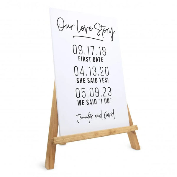 Personalized Wooden 12” x 18” Wedding Sign - Love Story Dates