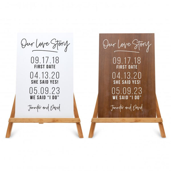 Personalized Wooden 12” x 18” Wedding Sign - Love Story Dates